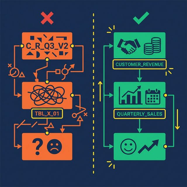 Bad vs. good naming conventions : cryptic abbreviations vs. clear business names