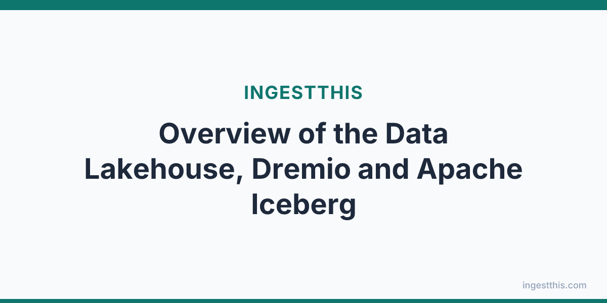 Overview of the Data Lakehouse, Dremio and Apache Iceberg