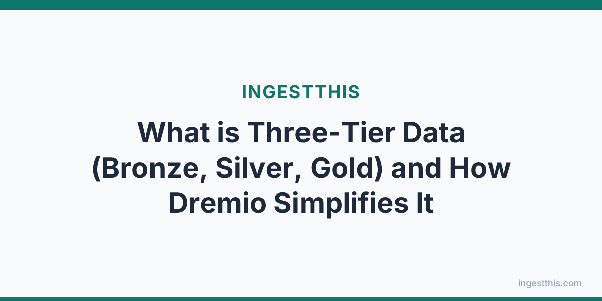 What is Three-Tier Data (Bronze, Silver, Gold) and How Dremio Simplifies It