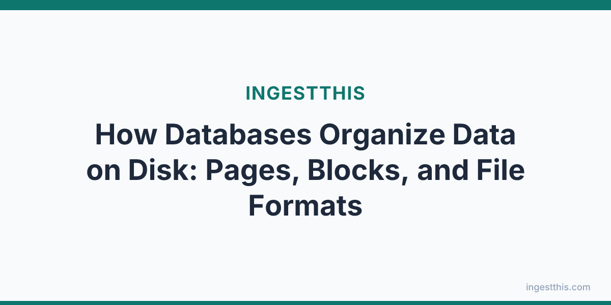 How Databases Organize Data on Disk: Pages, Blocks, and File Formats