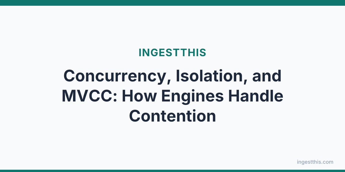 Concurrency, Isolation, and MVCC: How Engines Handle Contention