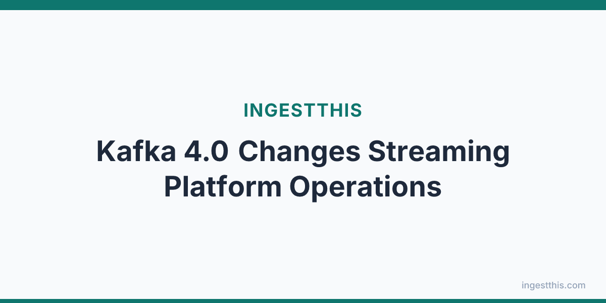 Kafka 4.0 Changes Streaming Platform Operations