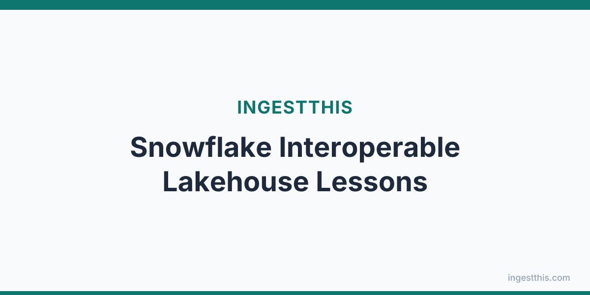Snowflake Interoperable Lakehouse Lessons