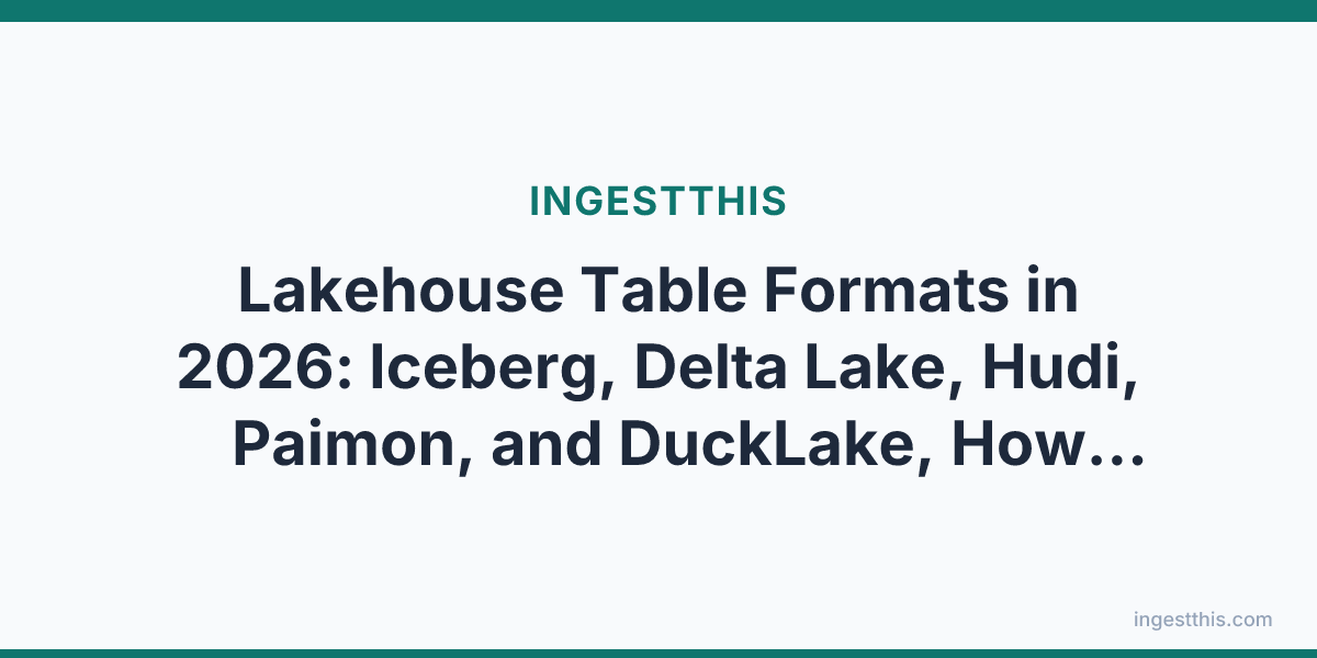 Lakehouse Table Formats in 2026: Iceberg, Delta Lake, Hudi, Paimon, and DuckLake, How They Work, Where They Stand, and Where They're Going