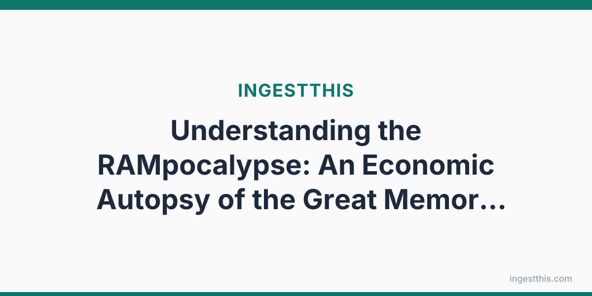 Understanding the RAMpocalypse: An Economic Autopsy of the Great Memory Shortage and What Comes Next
