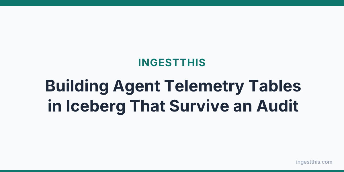 Building Agent Telemetry Tables in Iceberg That Survive an Audit
