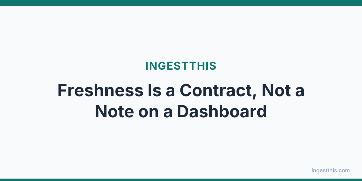 Freshness Is a Contract, Not a Note on a Dashboard
