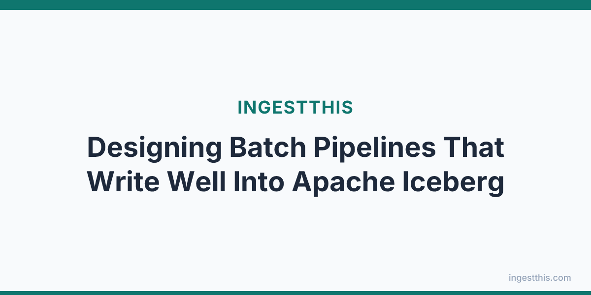 Designing Batch Pipelines That Write Well Into Apache Iceberg