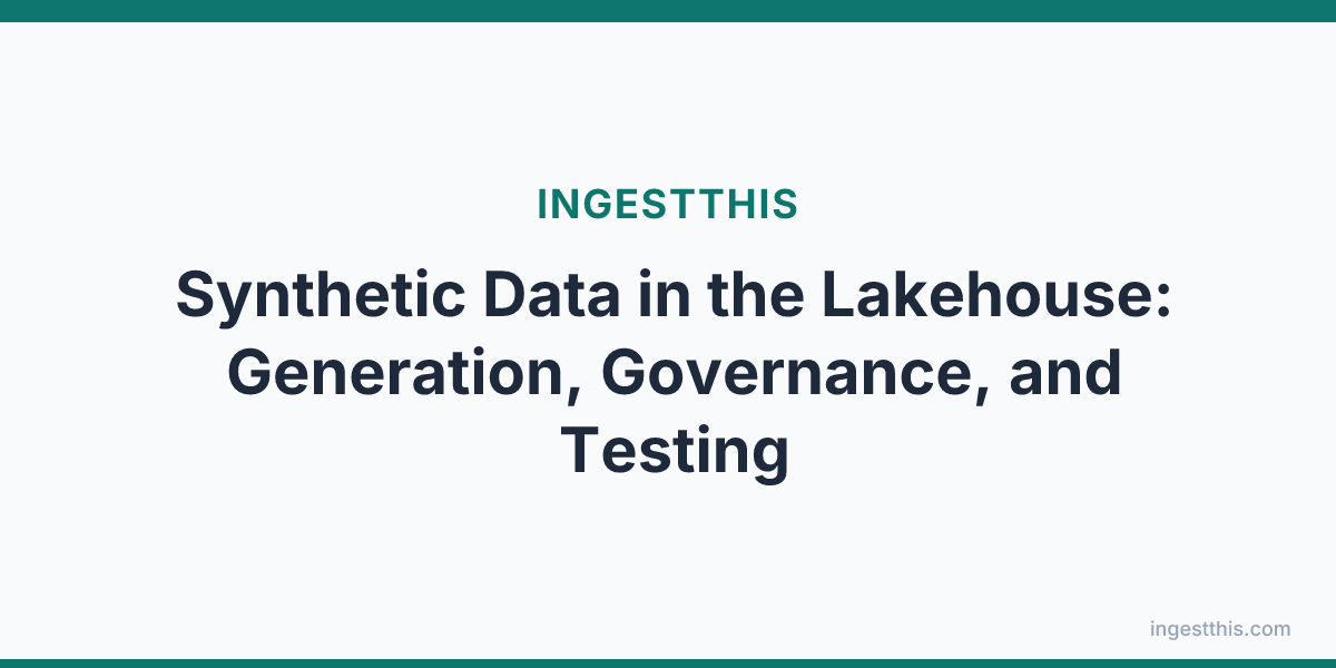 Synthetic Data in the Lakehouse: Generation, Governance, and Testing