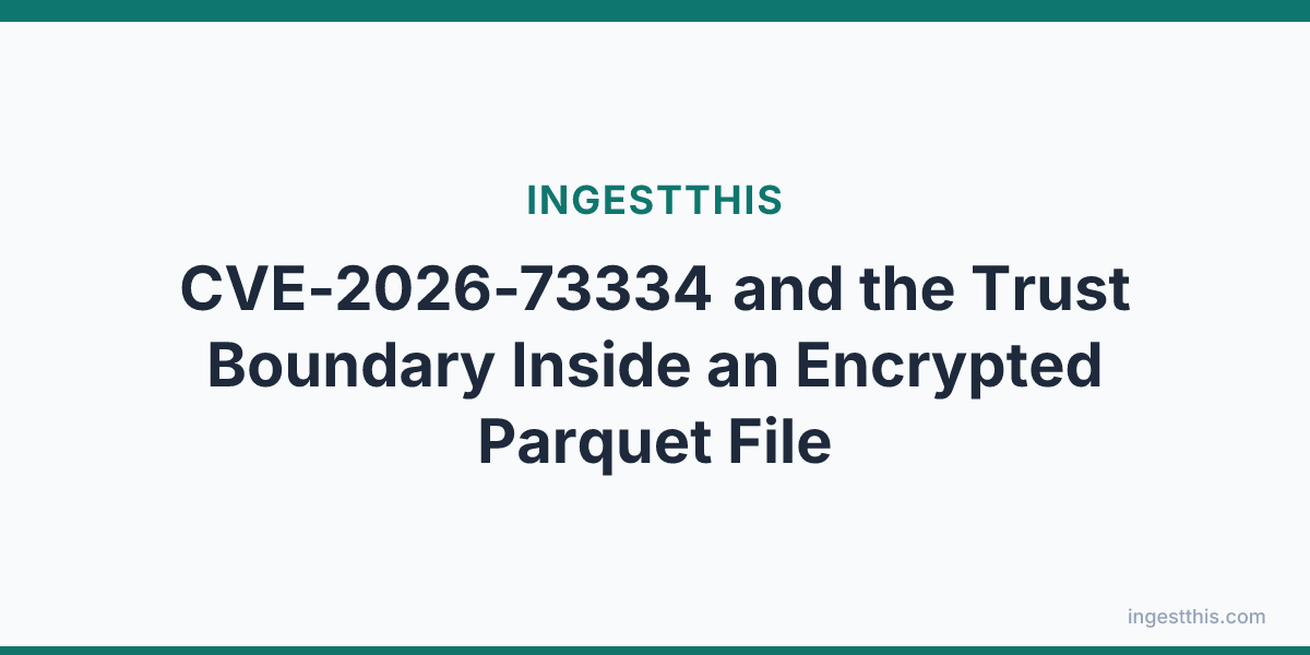 CVE-2026-73334 and the Trust Boundary Inside an Encrypted Parquet File